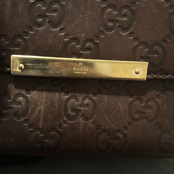 Gucci Dark Brown Embossed Leather Wallet - Picture 2 of 10